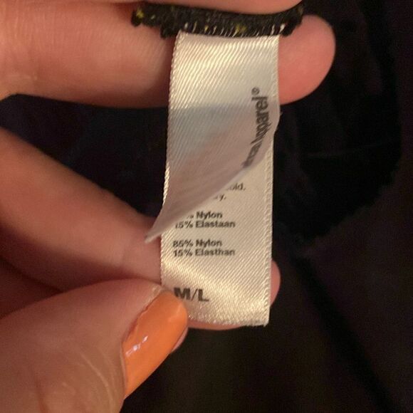 EUC American Apparel Womens Large Herringbone Cutout Black Pantyhose Tights M/L - Picture 2 of 4